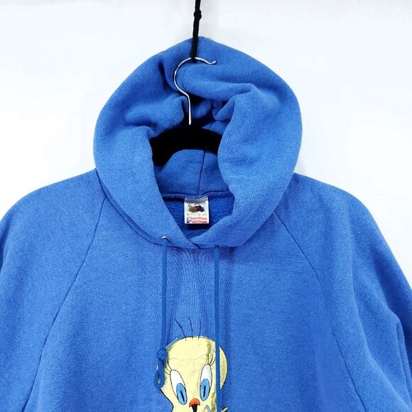 1995 Vintage Tweety Hoodie Size XL Looney Tunes Made In USA Blue Sweatshirt - Picture 8 of 13